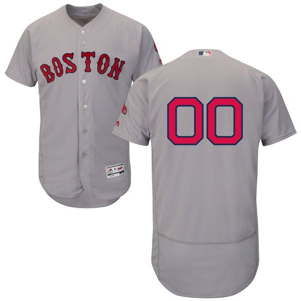 Men Boston Red Sox Majestic Road Gray Flex Base Authentic Collection Custom MLB Jersey